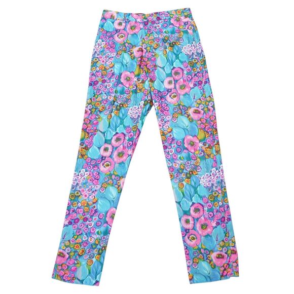 Chiragh Apparel Other - Mens 32 Floral Print Pants Blue Pink Cotton Straight Fit Dress Trousers NWT